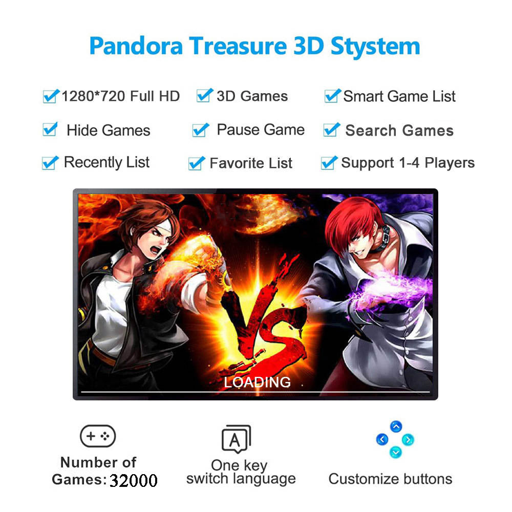 GWALSNTH Pandora Box 32000 in 1 Retro Arcade Game Console, HDMI TV Plug and Play Game Stick with 2-Player Split Type Gamepad, 720P HD 3D Games Support Search/Save/Hide/Pause, Video Games Gift for Family & Adults