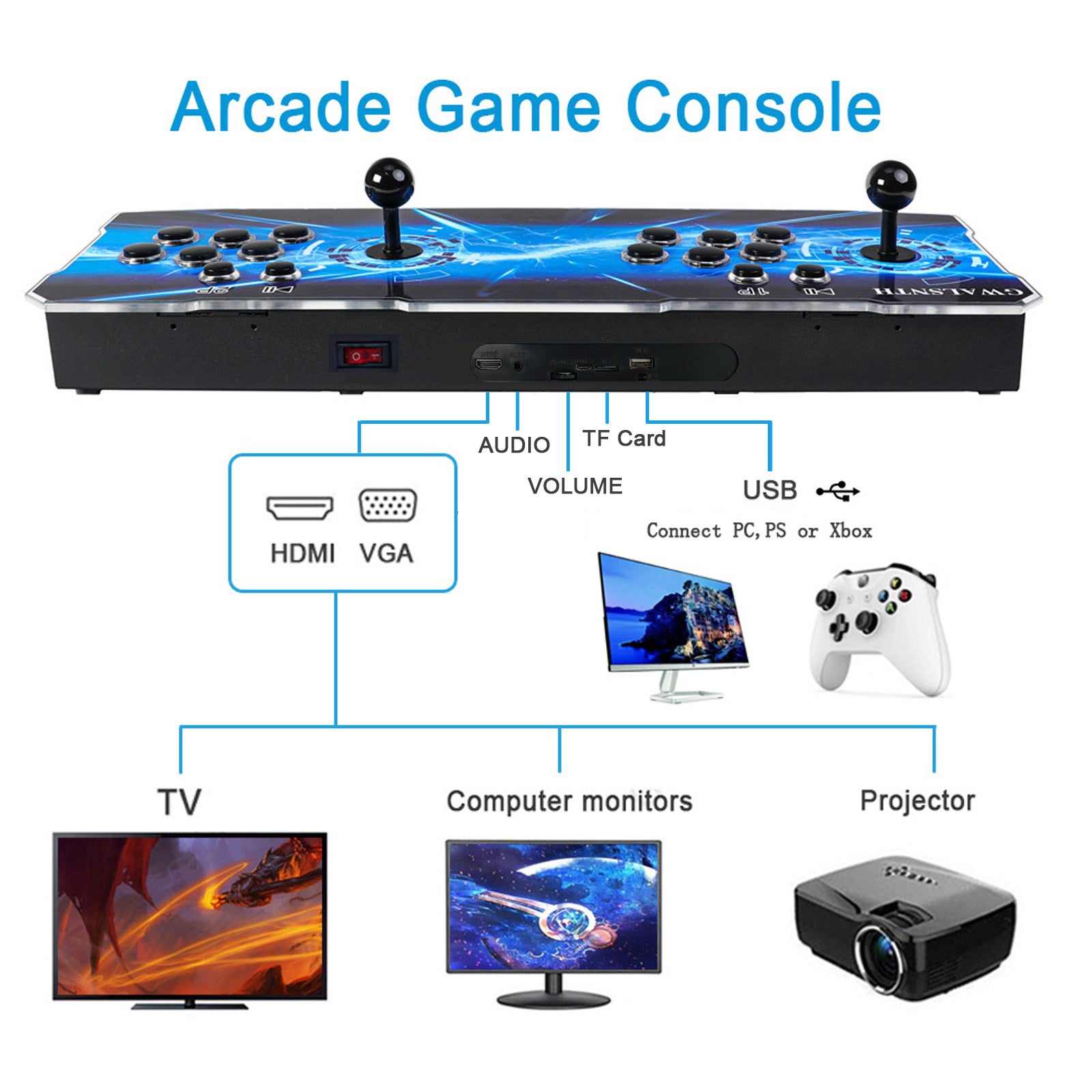 GWALSNTH 50500 in 1 Pandora Box Ultra Arcade Games Console, Plug and Play Video Games,1280X720 HD Display, 49 Game Emulators,256GB TF Card,Up to 4 Players