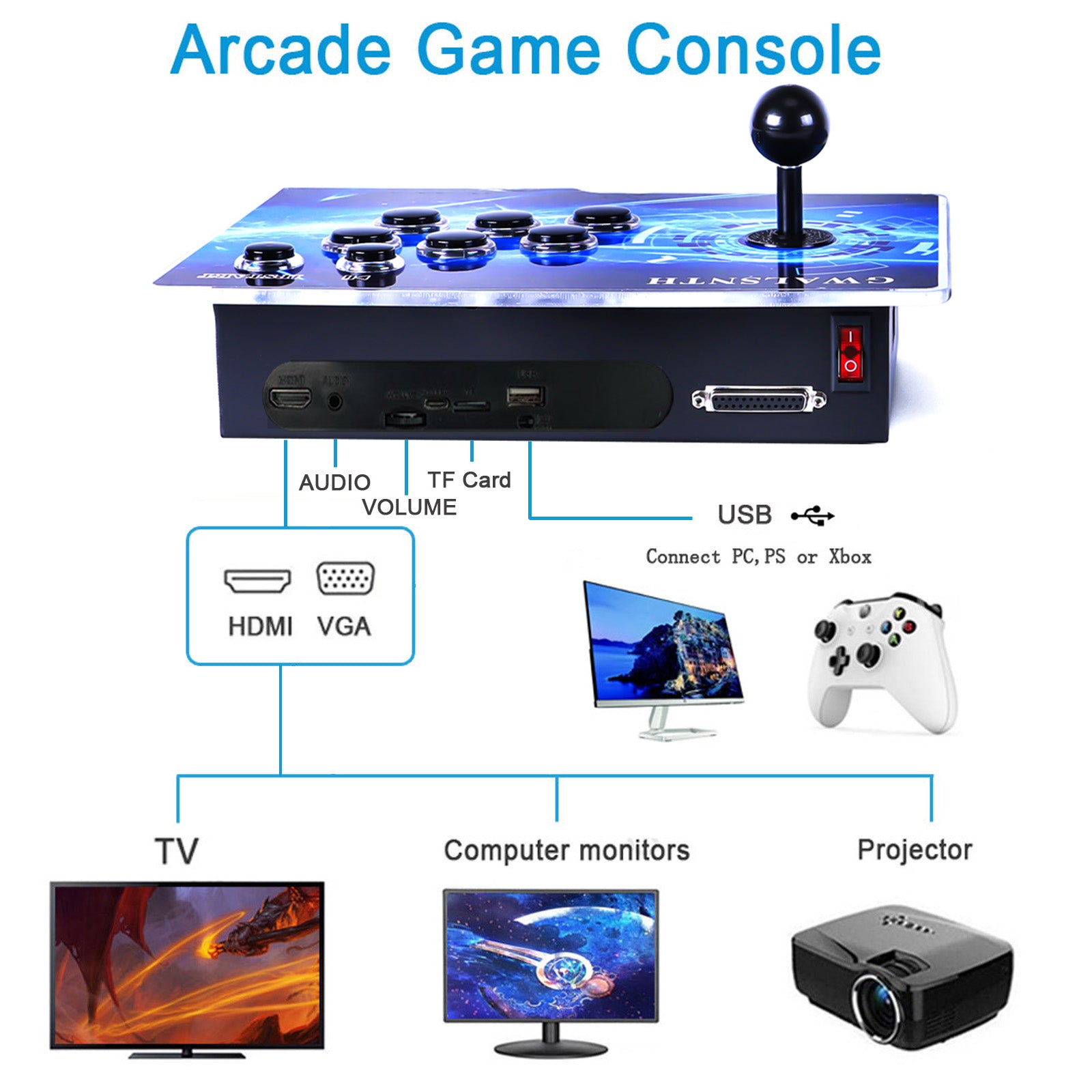 GWALSNTH 50500 in 1 Pandora Box Ultra Arcade Games Console, Plug and Play Video Games,1280X720 HD Display,49 Games Emulators,256GB TF Card,Up to 4 Players,Splited Type