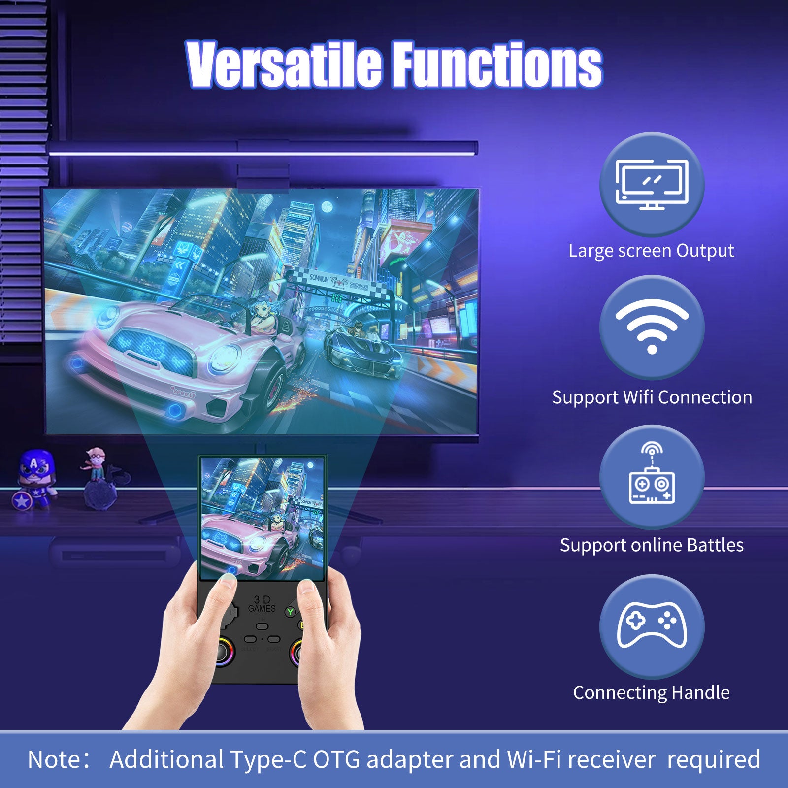 GWALSNTH V40 MAX Retro Handheld Game Console, 4.0 Inch 4K IPS Screen, 40000 in 1 Preloaded Games with 256G TF Card, Built-in 50+ Emulators, 4000mAh Long Battery Life, Portable Pocket Video Game Player for Kids Adults Gift