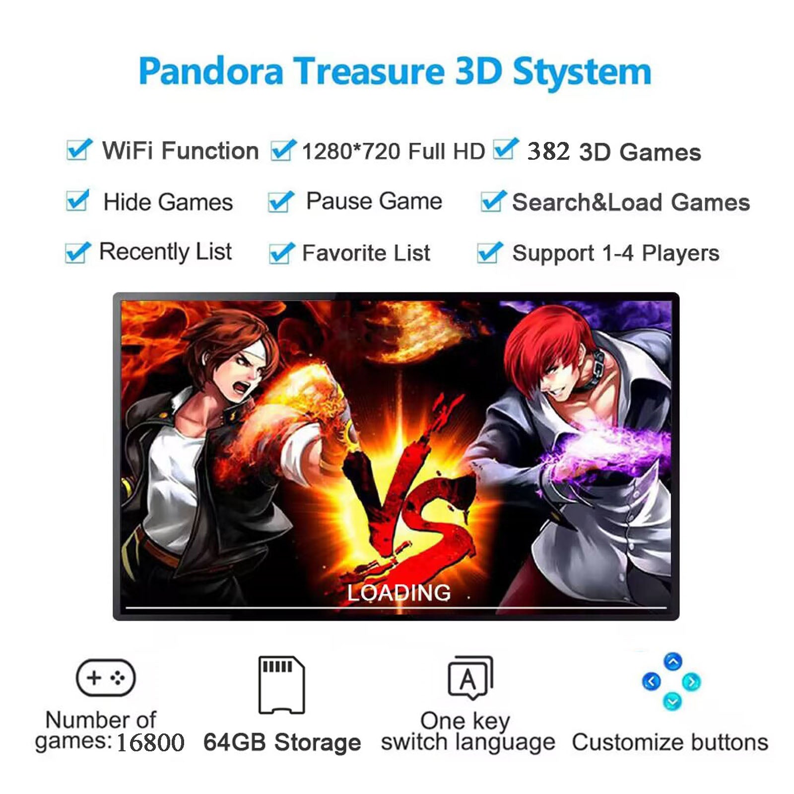 GWALSNTH Pandora Box Arcade Game Console 16800 in 1 with Wi-Fi & Save Function, HDMI TV Plug and Play, 2-Player Split Type Gamepad Joystick, Retro Video Games for Family & Adults