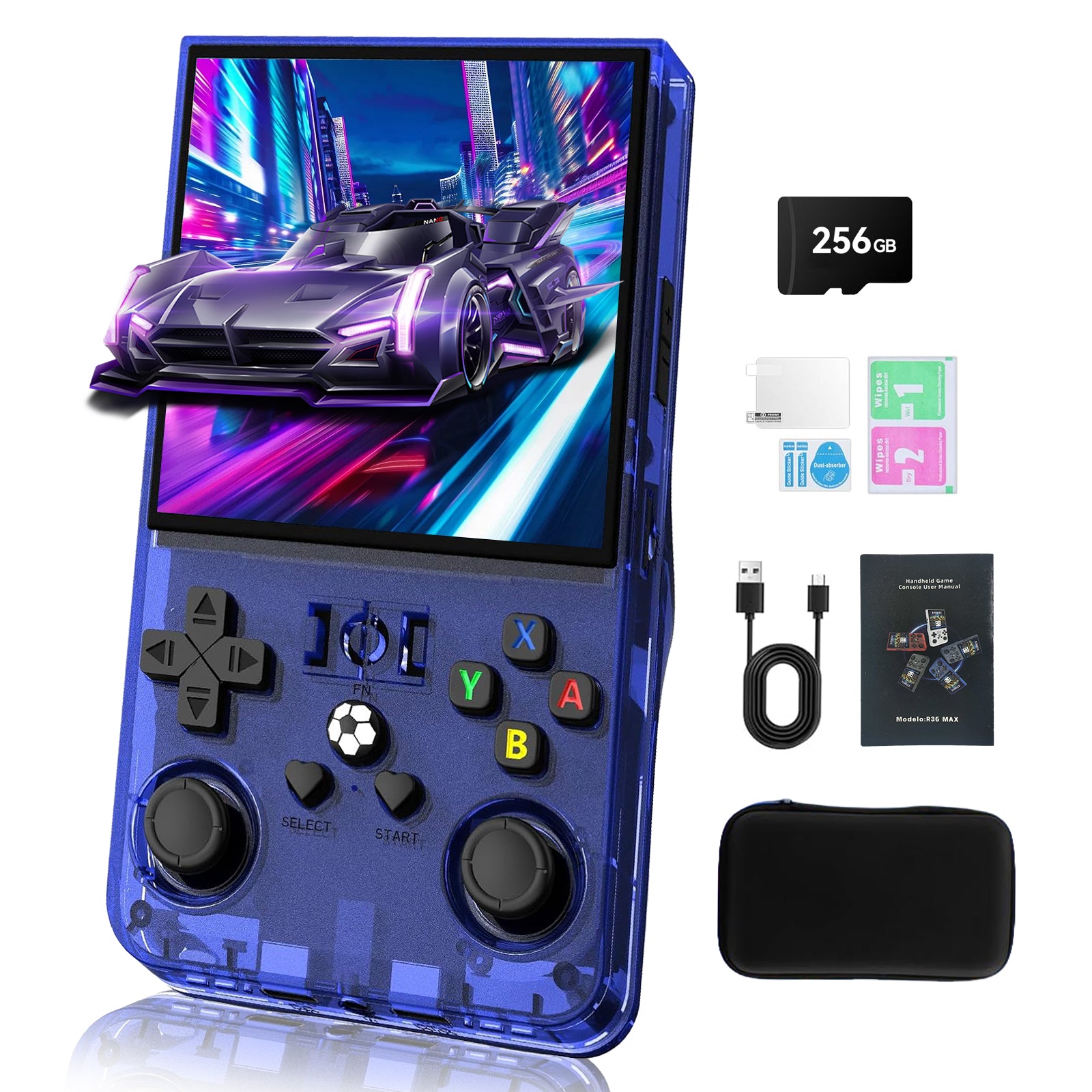GWALSNTH R36 MAX Handheld Game Console,Mini Retro Game Console with 256GB TF Card, 40000+ Classic Games, 4.0" IPS HD Screen 4000mAh Rechargeable Portable Video Console