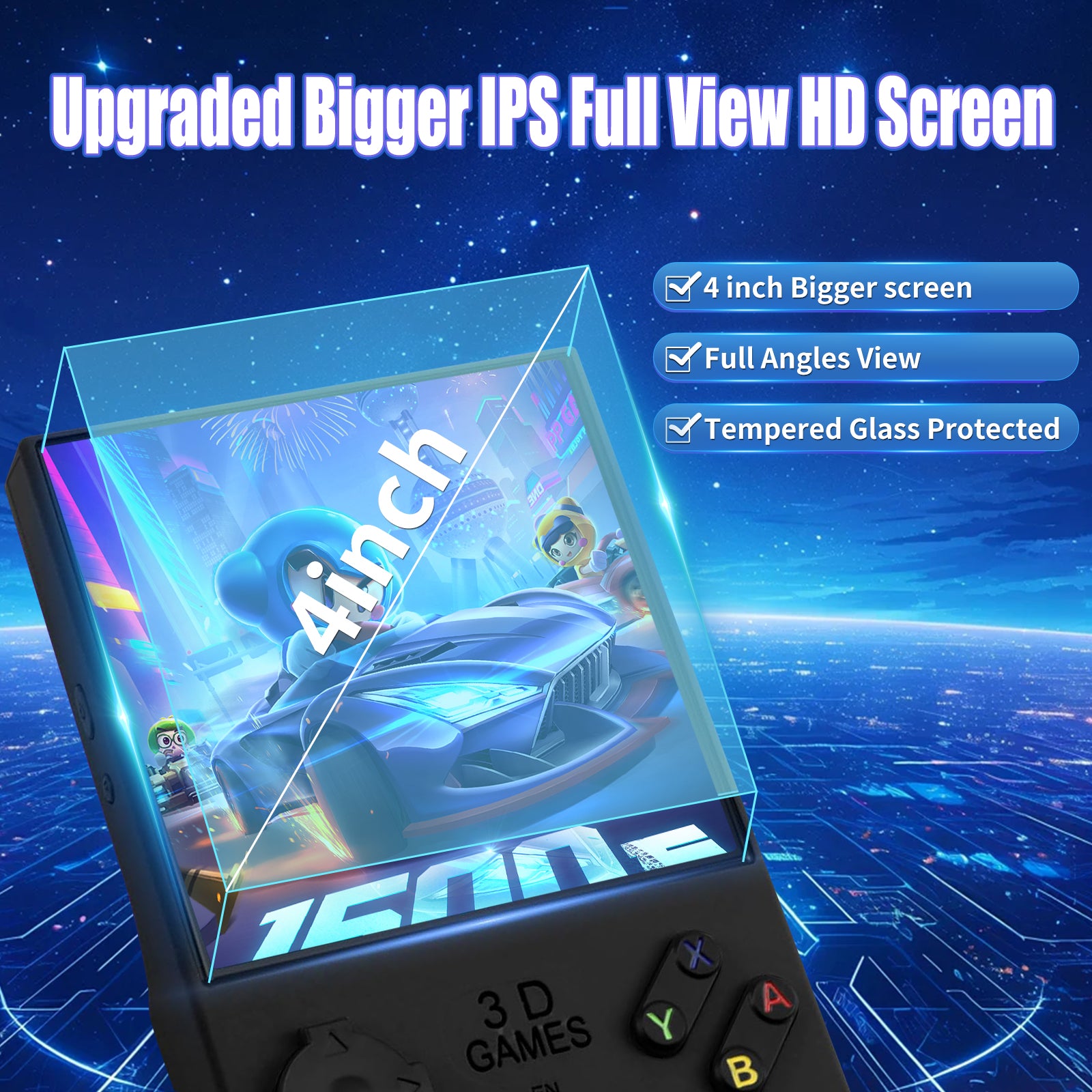 GWALSNTH V40 MAX Retro Handheld Game Console, 4.0 Inch 4K IPS Screen, 40000 in 1 Preloaded Games with 256G TF Card, Built-in 50+ Emulators, 4000mAh Long Battery Life, Portable Pocket Video Game Player for Kids Adults Gift